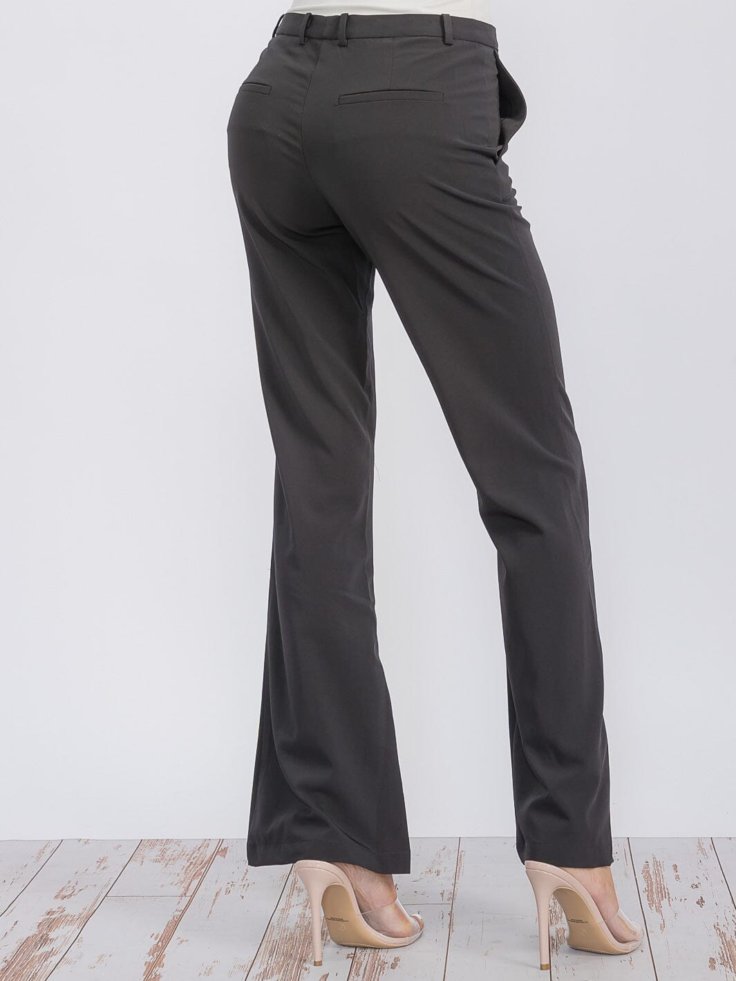 WOMEN'S BUTTON CLOSURE POCKETS BELL LEG PANTS
