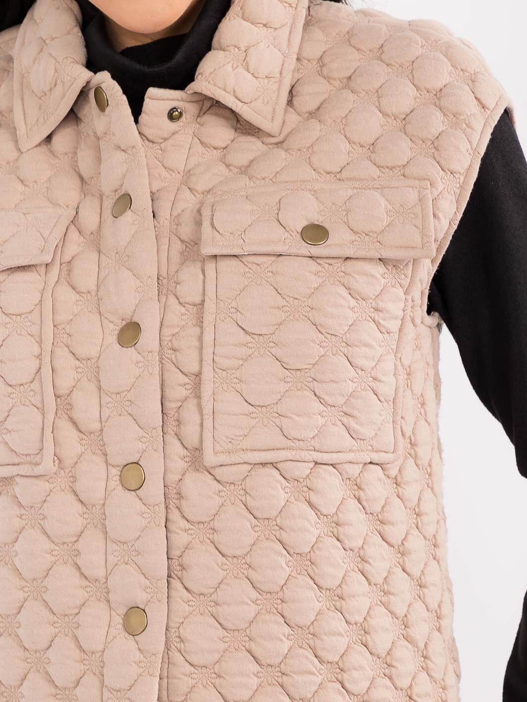 WOMEN'S SLEEVELESS BUTTON CLOSURE FRONT POCKETS DETAILED VEST