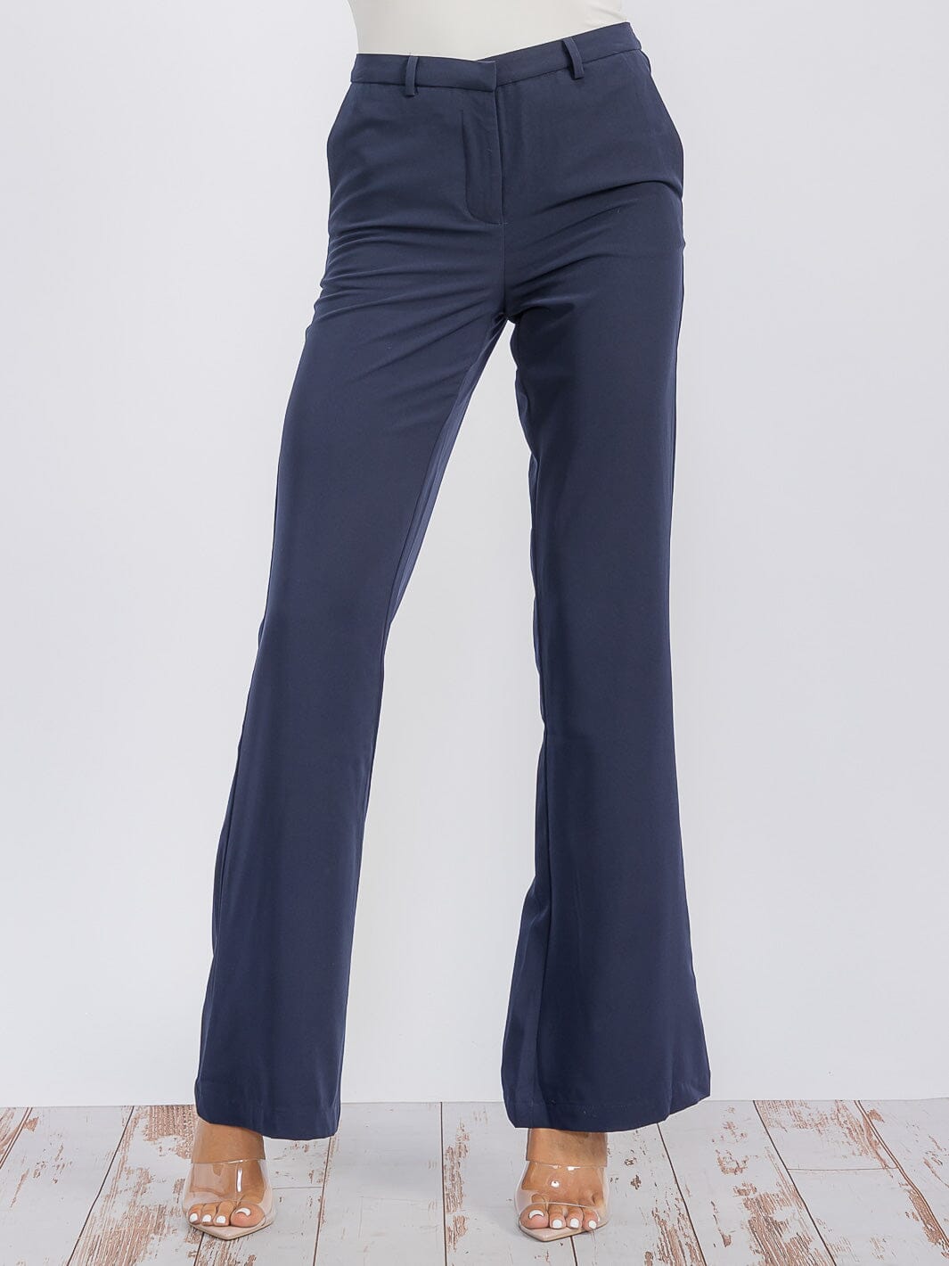 WOMEN'S BUTTON CLOSURE POCKETS BELL LEG PANTS