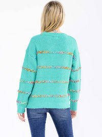 WOMEN'S LONG SLEEVE KNIT DETAILED PULLOVER SWEATER
