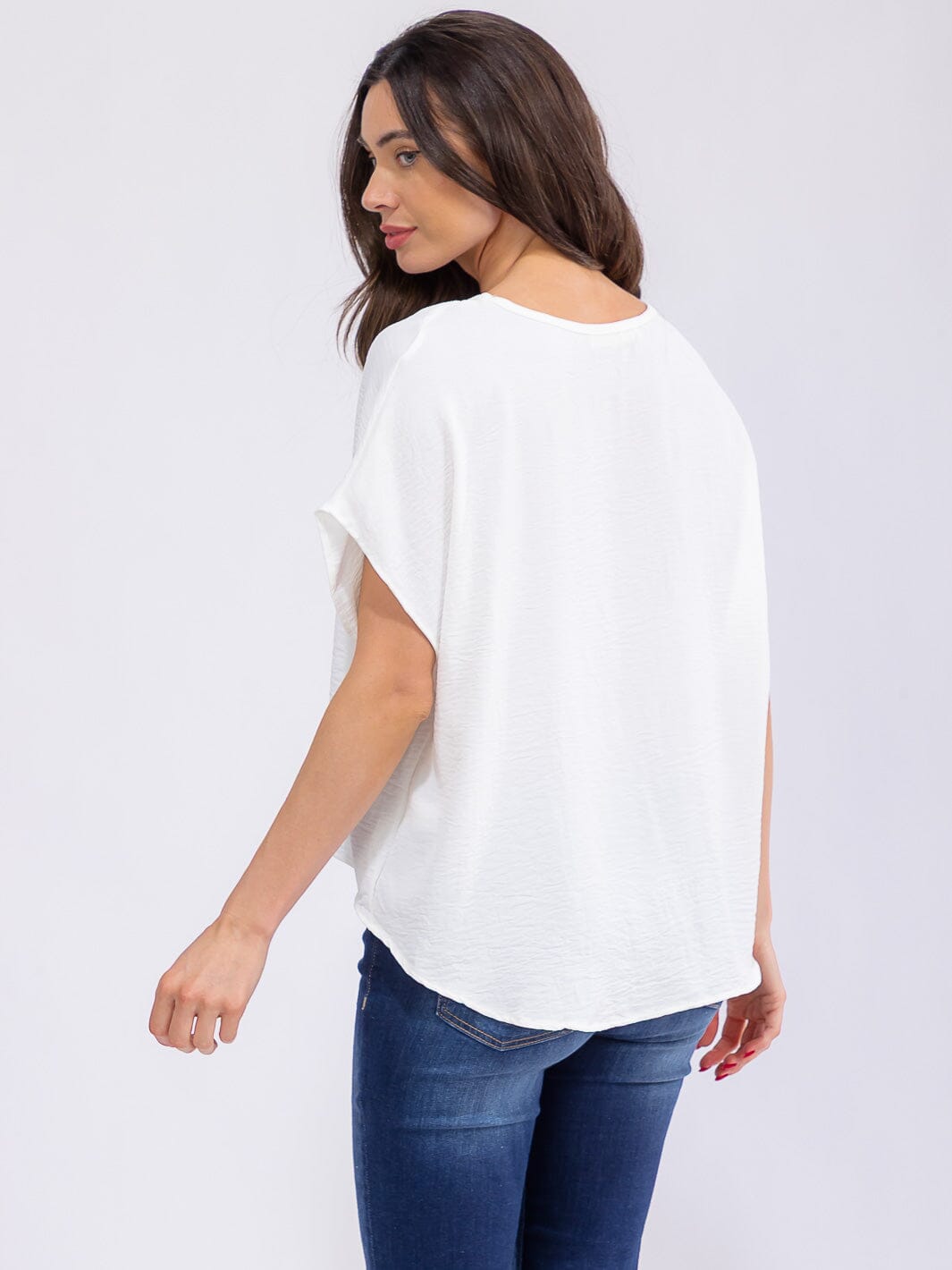 WOMEN'S SHORT SLEEVE HIGH-LOW LOOSE FIT BLOUSE