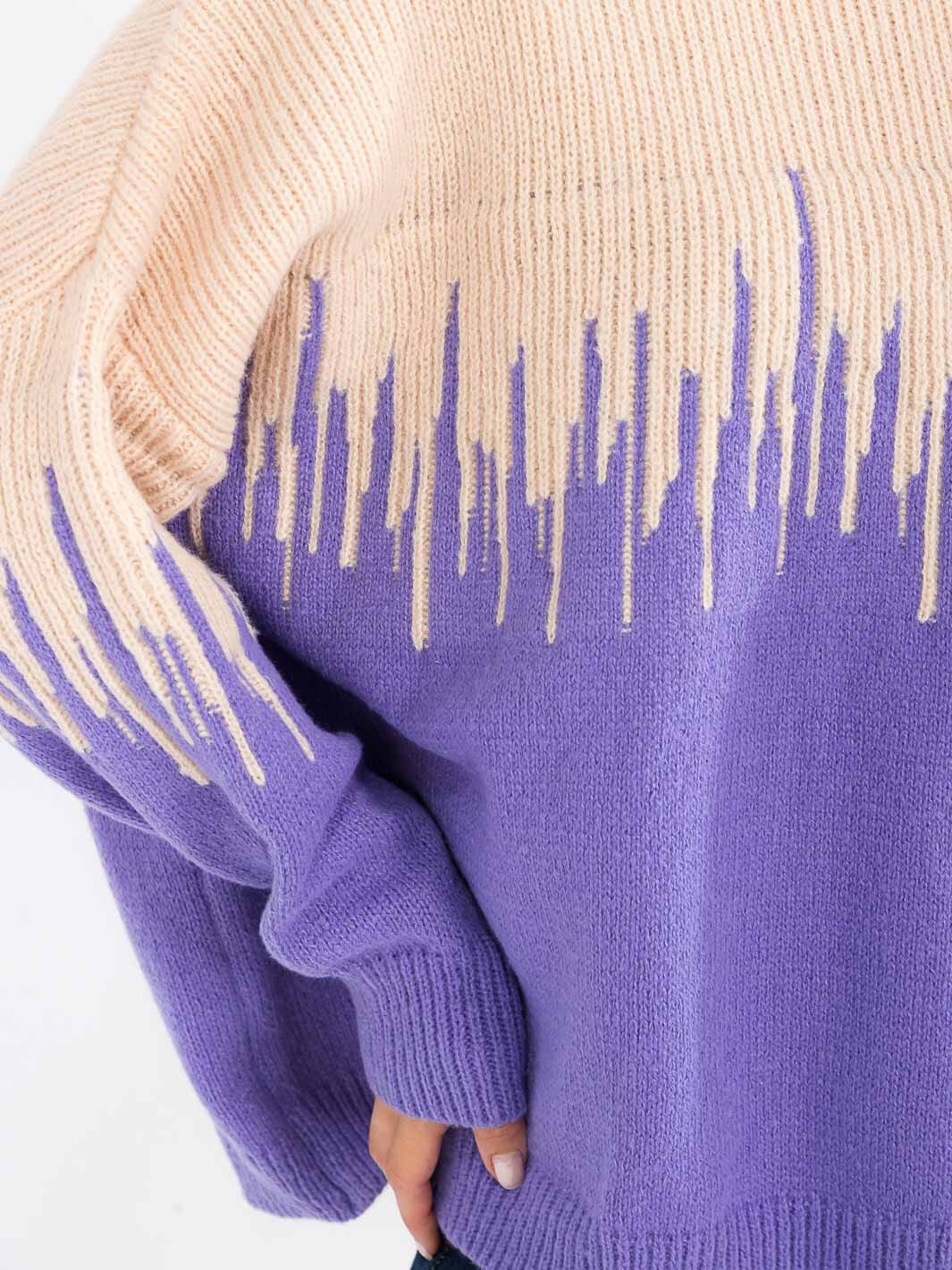 WOMEN'S LONG SLEEVE COLORBLOCK PULLOVER KNIT SWEATER