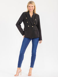 WOMEN'S LONG SLEEVE BUTTON CLOSURE FRONT POCKETS BLAZER