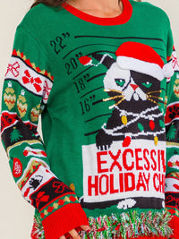 WOMEN'S LONG SLEEVE EXCESSIVE HOLIDAY CHEER GRAPHIC PULLOVER SWEATER