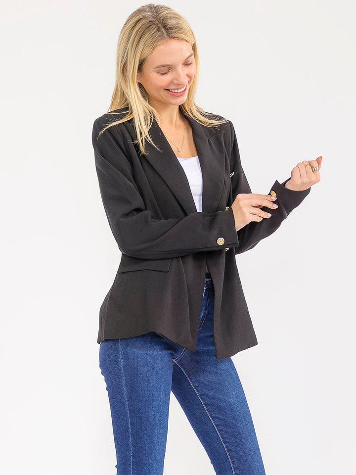 WOMEN'S LONG SLEEVE BUTTON CLOSURE FRONT POCKETS BLAZER