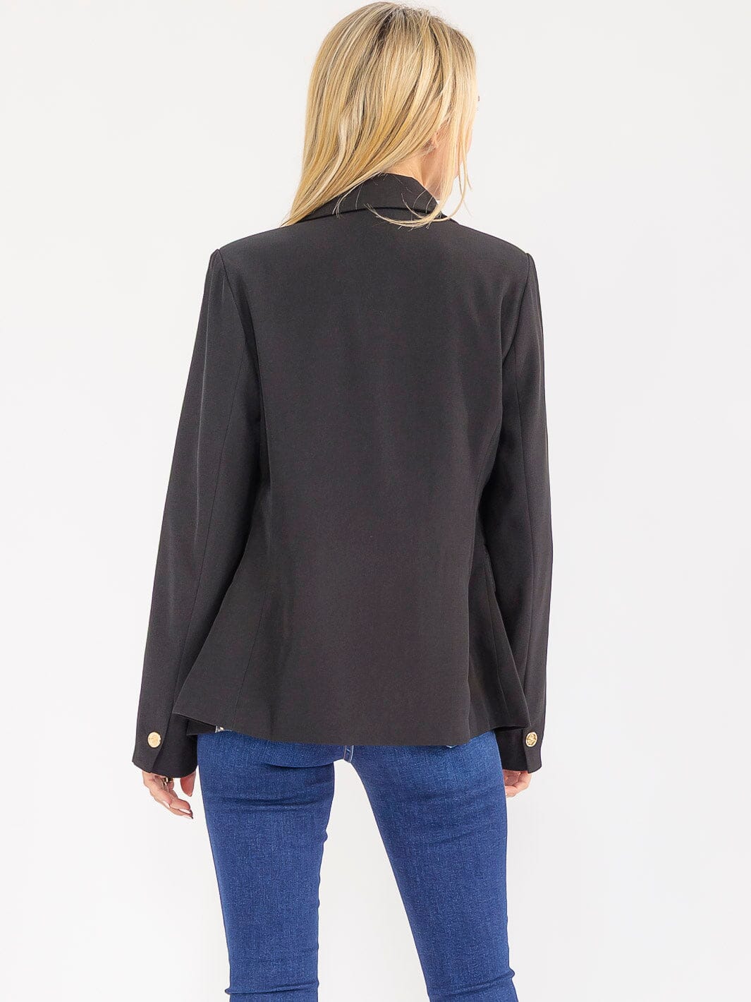 WOMEN'S LONG SLEEVE BUTTON CLOSURE FRONT POCKETS BLAZER