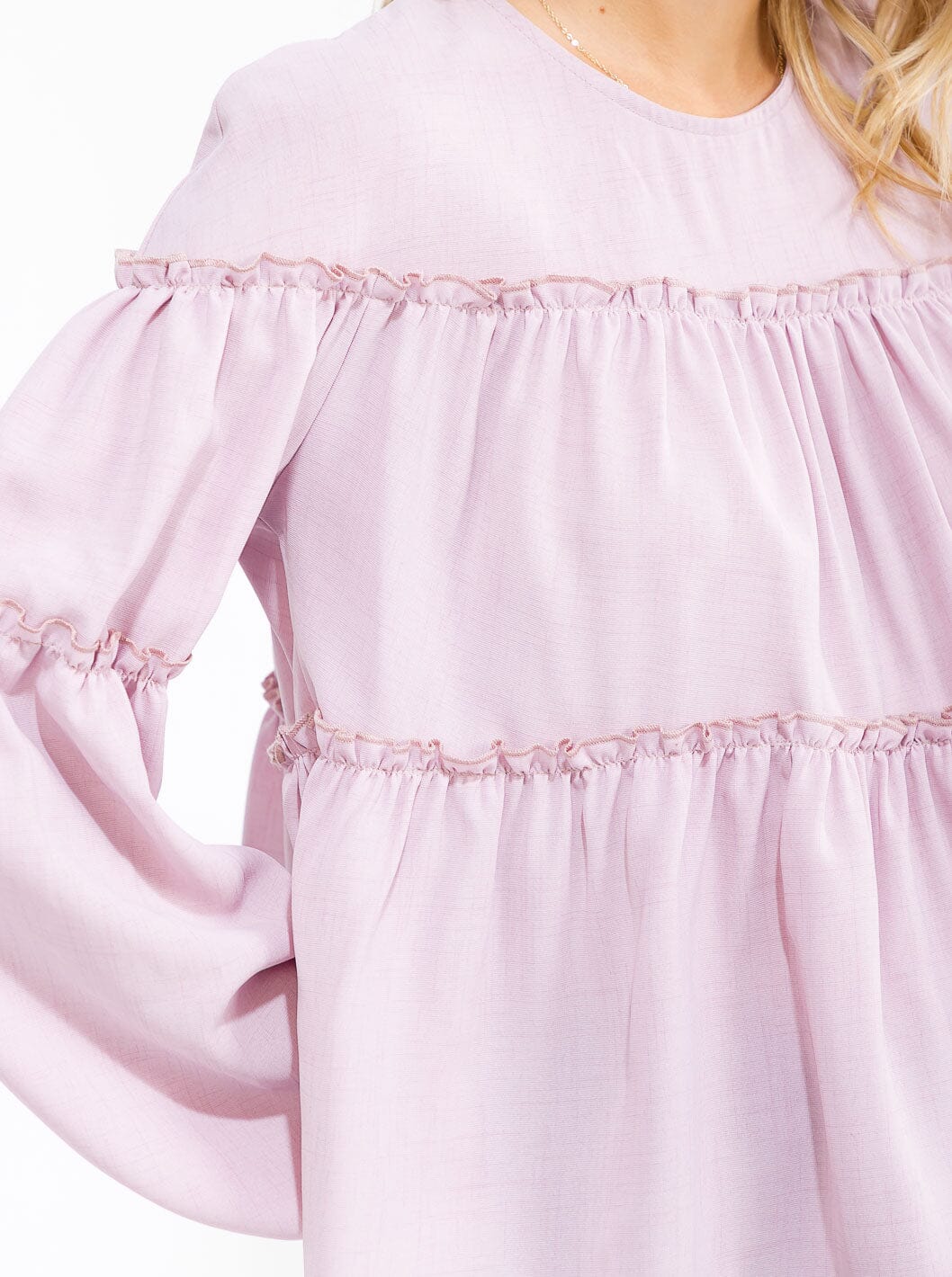 WOMEN'S LONG SLEEVE TIERED TUNIC BLOUSE