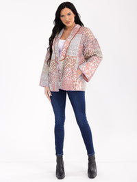 WOMEN'S LONG SLEEVE OPEN FRONT MULTI PRINT JACKET