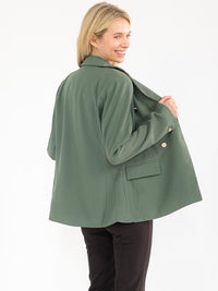 WOMEN'S LONG SLEEVE BUTTON CLOSURE FRONT POCKETS BLAZER