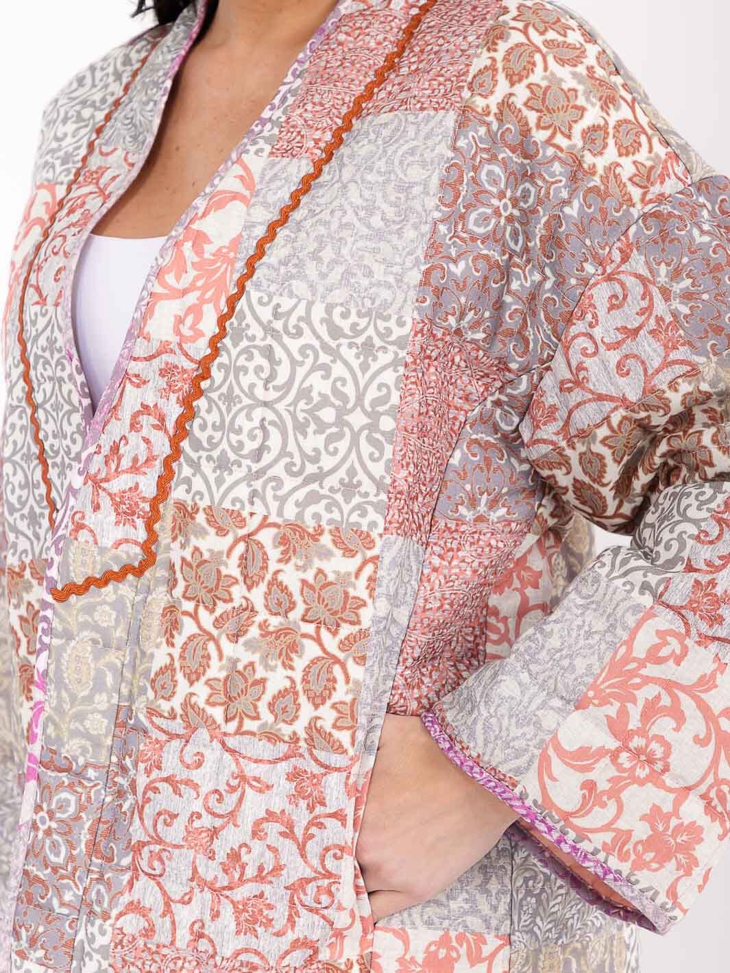 WOMEN'S LONG SLEEVE OPEN FRONT MULTI PRINT JACKET