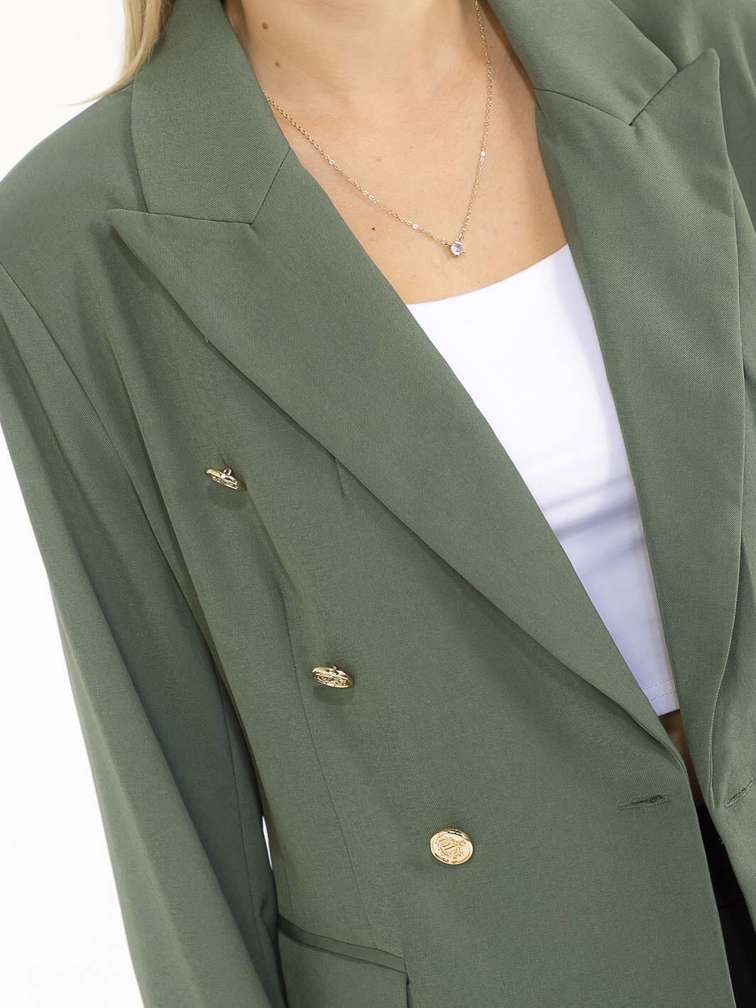 WOMEN'S LONG SLEEVE BUTTON CLOSURE FRONT POCKETS BLAZER