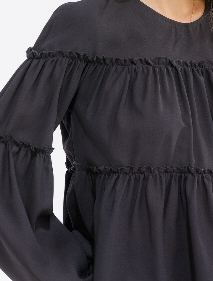 WOMEN'S LONG SLEEVE TIERED TUNIC BLOUSE