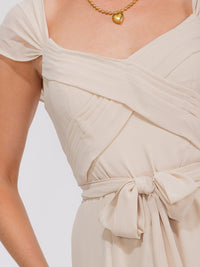 WOMEN'S SLEEVELESS DETAILED FRONT SLIT MAXI GOWN DRESS