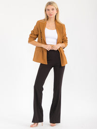 WOMEN'S LONG SLEEVE BUTTON CLOSURE FRONT POCKETS BLAZER