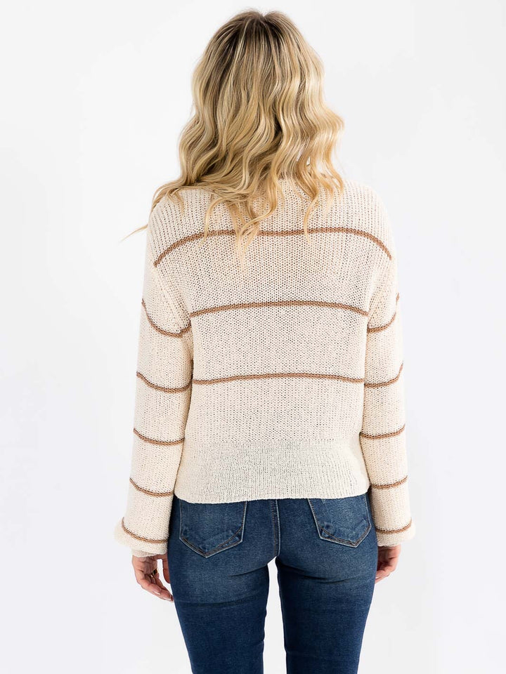 WOMEN'S LONG SLEEVE BUTTON UP FRONT POCKETS KNIT SWEATER