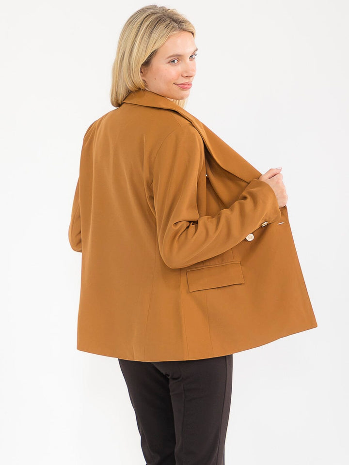 WOMEN'S LONG SLEEVE BUTTON CLOSURE FRONT POCKETS BLAZER