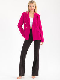 WOMEN'S LONG SLEEVE BUTTON CLOSURE FRONT POCKETS BLAZER
