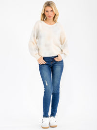 WOMEN'S LONG SLEEVE TIE DYE PULLOVER SWEATER