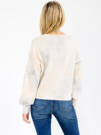 WOMEN'S LONG SLEEVE TIE DYE PULLOVER SWEATER