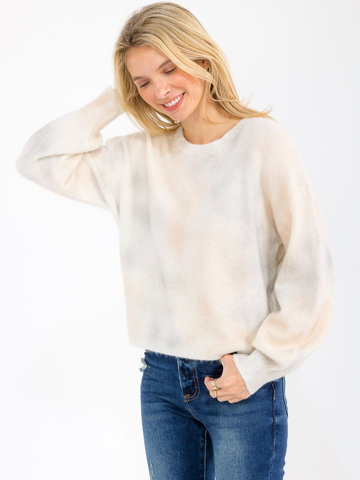 WOMEN'S LONG SLEEVE TIE DYE PULLOVER SWEATER