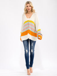 WOMEN'S LONG SLEEVE BUTTON CLOSURE COLORBLOCK CARDIGAN
