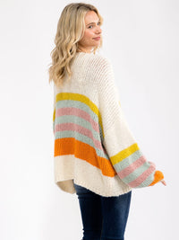 WOMEN'S LONG SLEEVE BUTTON CLOSURE COLORBLOCK CARDIGAN