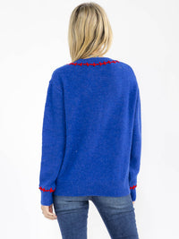 WOMEN'S LONG SLEEVE STARS PRINT PULLOVER SWEATER