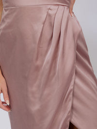 WOMEN'S SLEEVELESS ONE SHOULDER SURPLICE FRONT SLIT MAXI GOWN DRESS