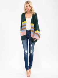 WOMEN'S LONG SLEEVE BUTTON CLOSURE COLORBLOCK CARDIGAN