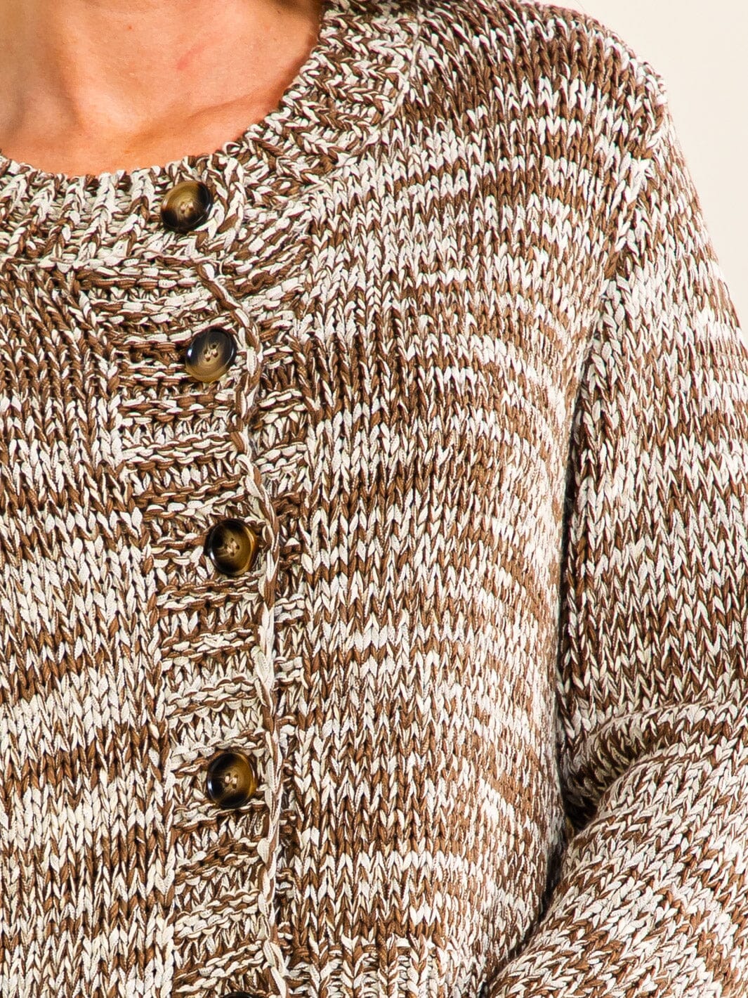 WOMEN'S LONG SLEEVE BUTTON UP MULTI KNIT SWEATER