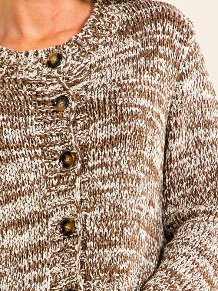 WOMEN'S LONG SLEEVE BUTTON UP MULTI KNIT SWEATER