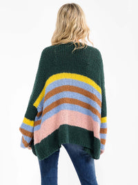 WOMEN'S LONG SLEEVE BUTTON CLOSURE COLORBLOCK CARDIGAN