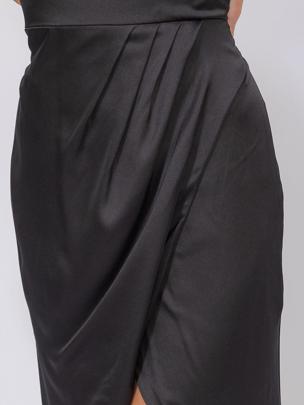 WOMEN'S SLEEVELESS ONE SHOULDER SURPLICE FRONT SLIT MAXI GOWN DRESS