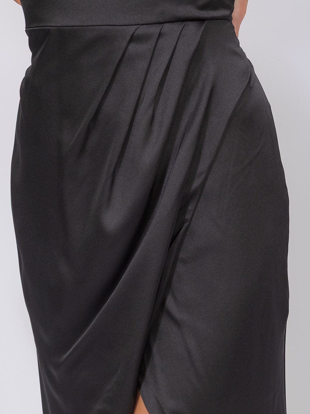 WOMEN'S SLEEVELESS ONE SHOULDER SURPLICE FRONT SLIT MAXI GOWN DRESS