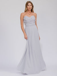 WOMEN'S SLEEVELESS V-NECK SELF TIE MAXI GOWN DRESS