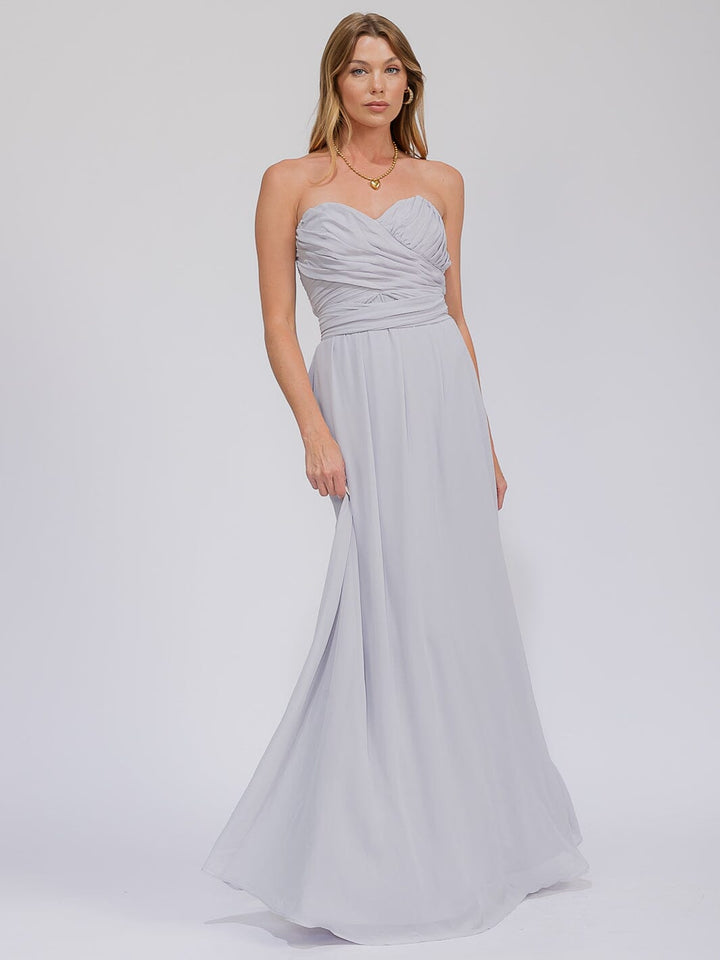 WOMEN'S SLEEVELESS V-NECK SELF TIE MAXI GOWN DRESS