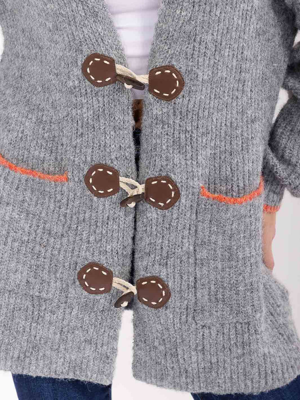 WOMEN'S LONG SLEEVE BUTTON CLOSURE FRONT POCKETS CARDIGAN