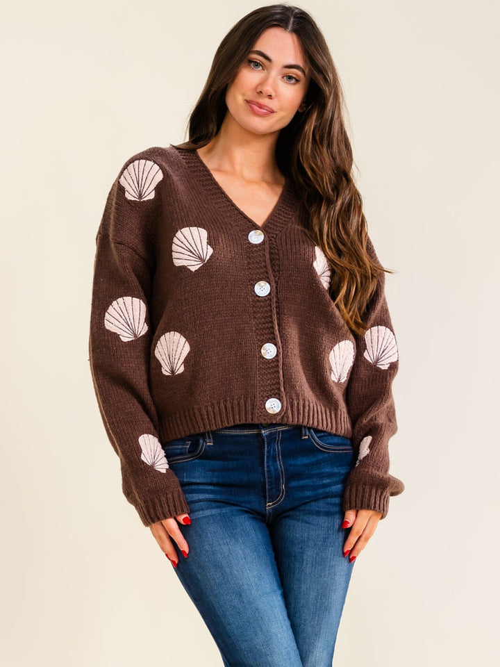 WOMEN'S LONG SLEEVE BUTTON UP KNIT SWEATER