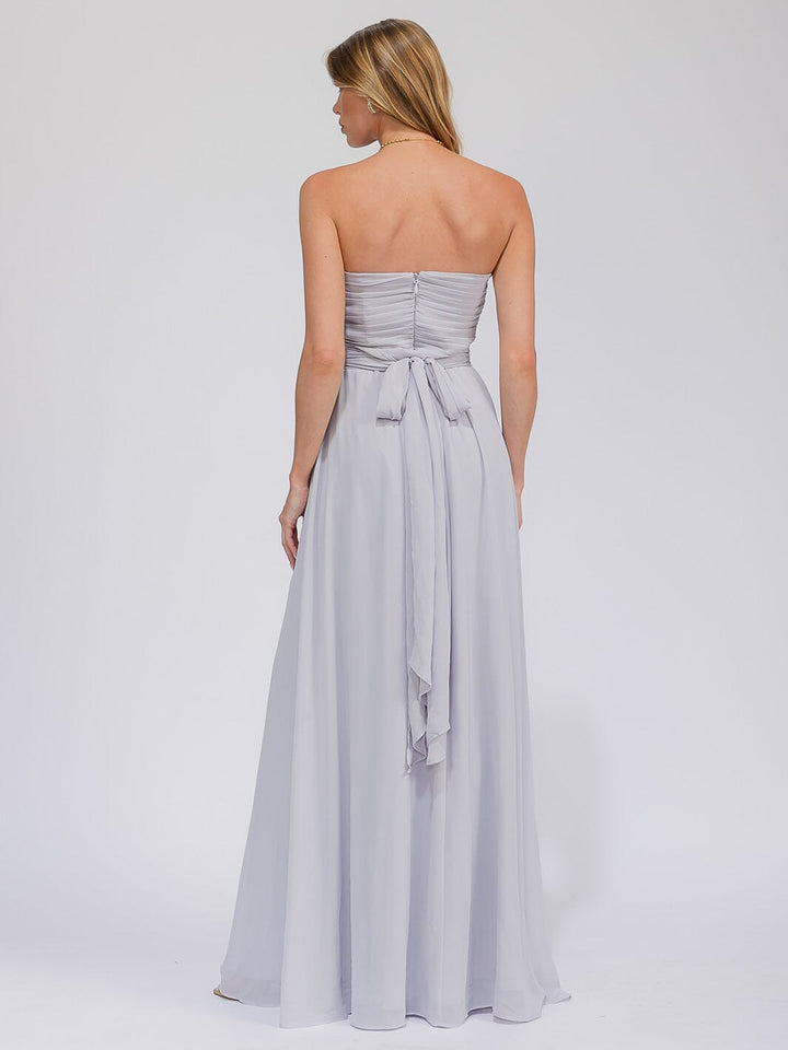 WOMEN'S SLEEVELESS V-NECK SELF TIE MAXI GOWN DRESS