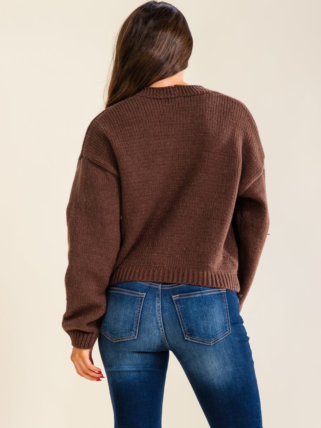 WOMEN'S LONG SLEEVE BUTTON UP KNIT SWEATER