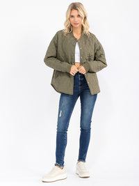 WOMEN'S LONG SLEEVE BUTTON CLOSURE FRONT POCKETS FLORAL JACKET