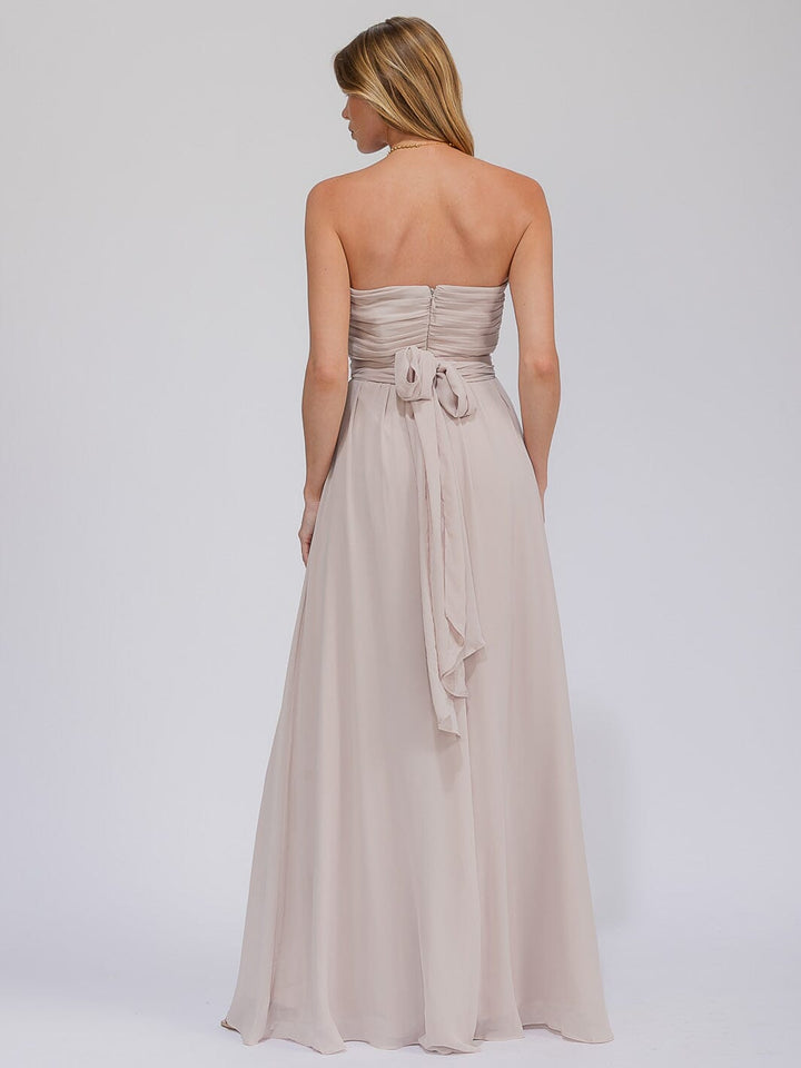 WOMEN'S SLEEVELESS V-NECK SELF TIE MAXI GOWN DRESS