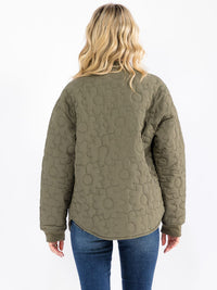 WOMEN'S LONG SLEEVE BUTTON CLOSURE FRONT POCKETS FLORAL JACKET