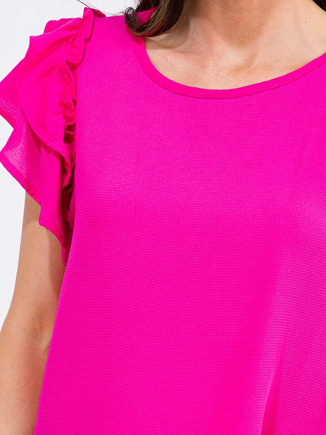 WOMEN'S SHORT RUFFLE SLEEVE LOOSE FIT BLOUSE