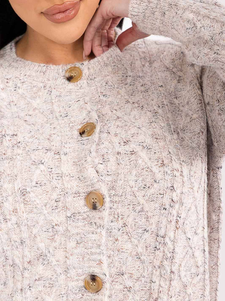 WOMEN'S LONG SLEEVE BUTTON UP DETAILED KNIT SWEATER