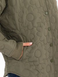 WOMEN'S LONG SLEEVE BUTTON CLOSURE FRONT POCKETS FLORAL JACKET