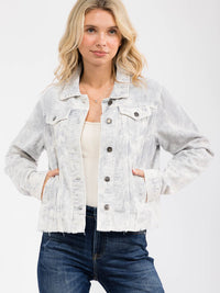 WOMEN'S LONG SLEEVE FRONT POCKETS BUTTON CLOSURE CORDUROY JACKET