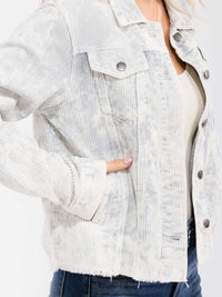 WOMEN'S LONG SLEEVE FRONT POCKETS BUTTON CLOSURE CORDUROY JACKET