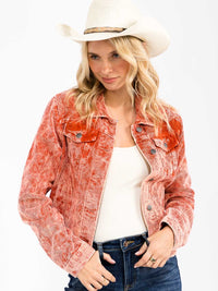 WOMEN'S LONG SLEEVE FRONT POCKETS BUTTON CLOSURE CORDUROY JACKET