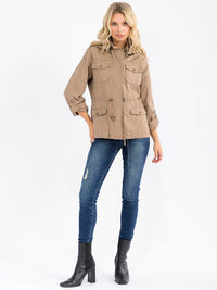 WOMEN'S LONG SLEEVE ZIP UP POCKETS HOODED JACKET